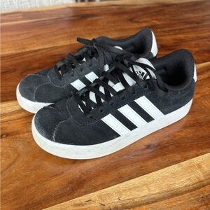 Adidas Kids Black and White Suede Sneakers